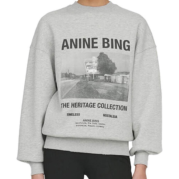 Anine Bing Kenny Sweatshirt Motel Heather Grey - Picture 1 of 10